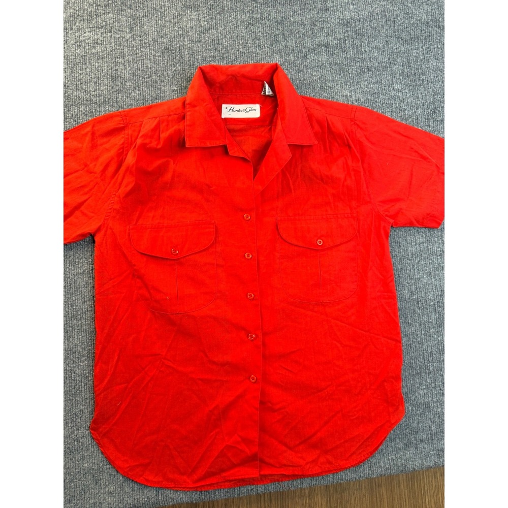 Vintage Hunters Glen Shirt Mens 8 Red Cotton Blend Short Sleeve Workwear Utility